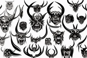 a halved demon face with horns tattoo idea