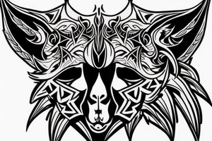 half a goat demon face split in half with horns tattoo idea