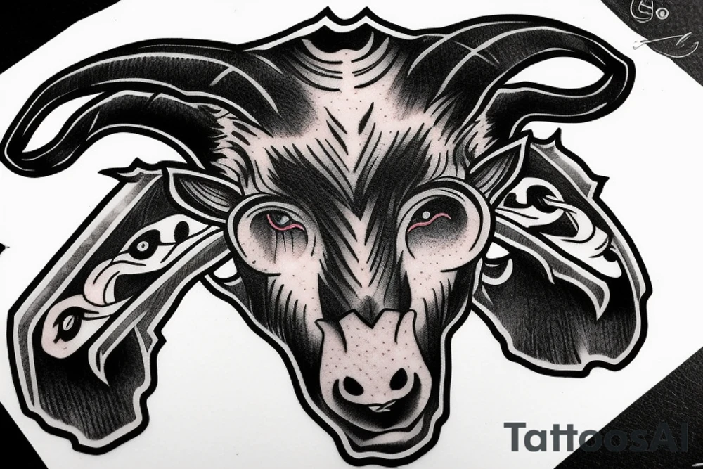 half a goat demon face split in half with horns tattoo idea half a goat demon face split in half with horns tattoo idea