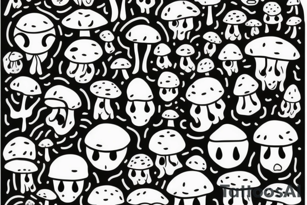 Mushrooms with faces tattoo idea
