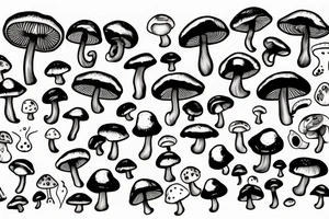Mushrooms with faces tattoo idea