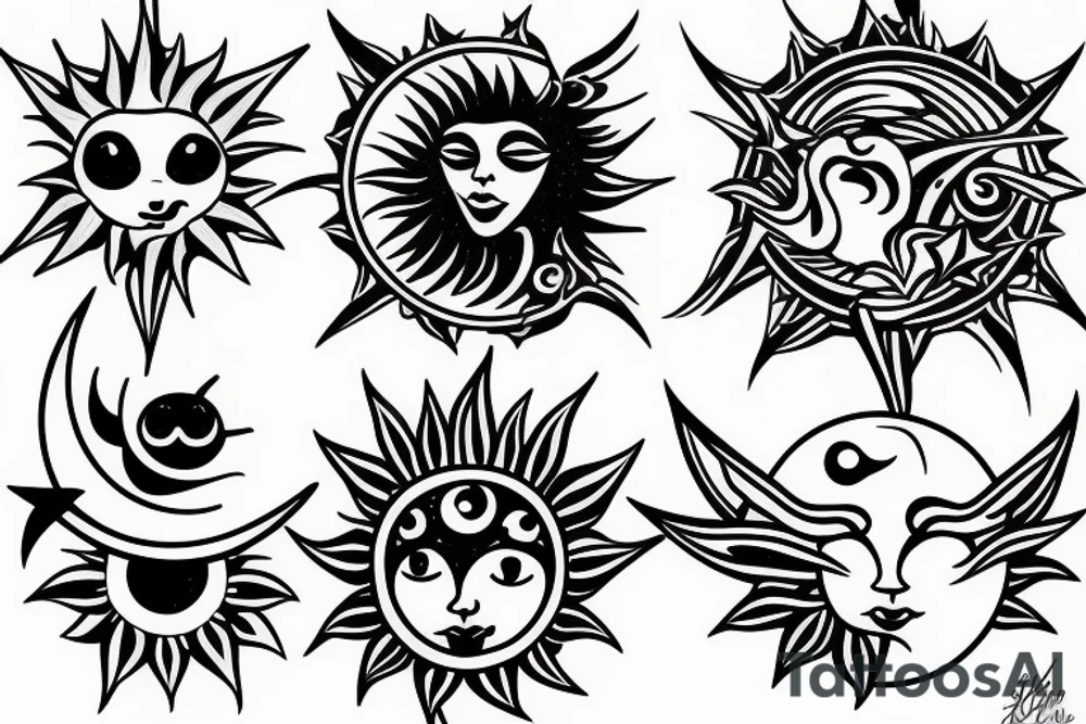 The sun and moon creating harmony tattoo idea