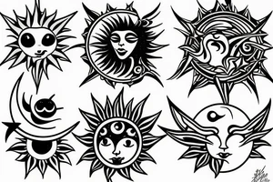 The sun and moon creating harmony tattoo idea
