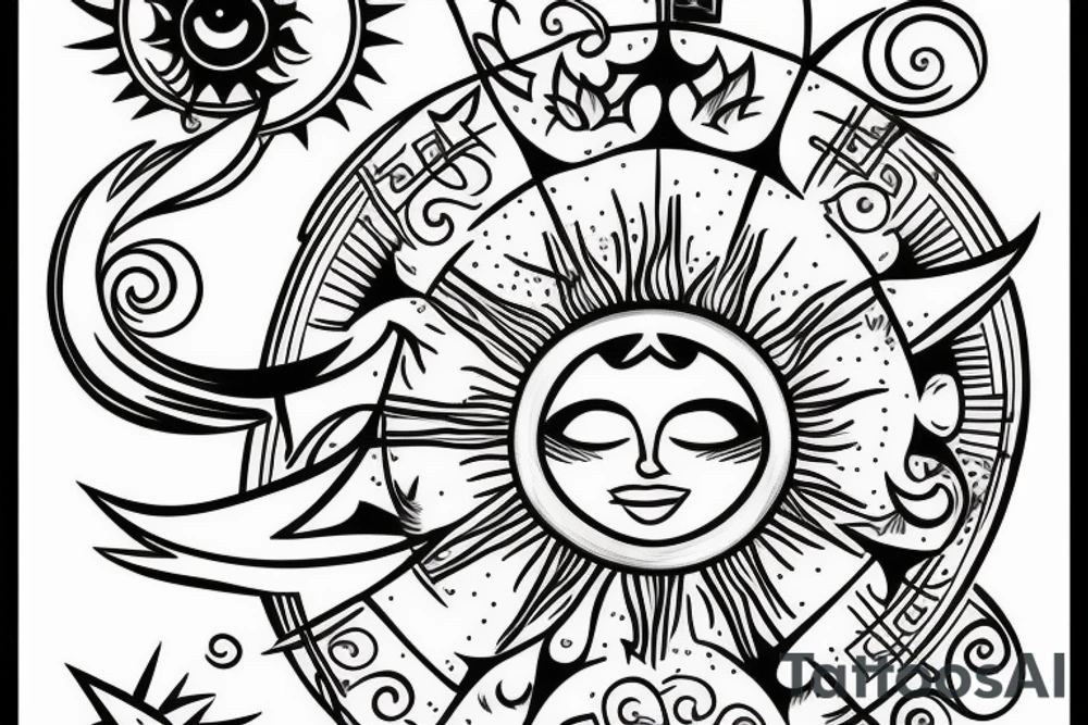 The sun and moon creating harmony tattoo idea