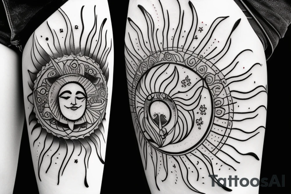 The sun and moon, joy and sadness tattoo idea