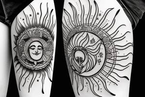 The sun and moon, joy and sadness tattoo idea