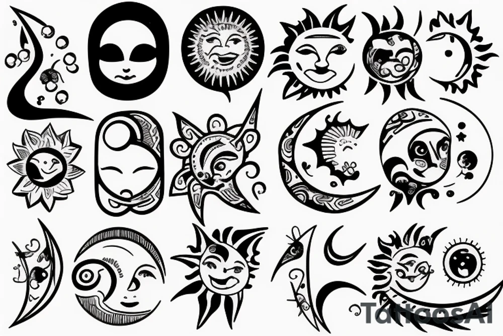 The sun and moon, joy and sadness tattoo idea
