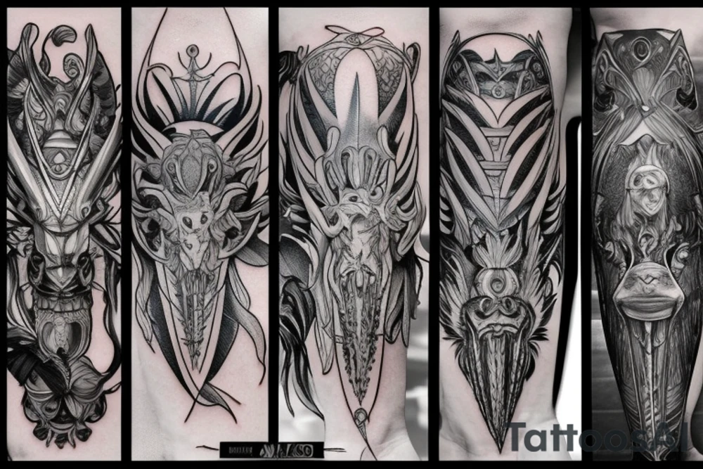 sword and wolf tattoo idea