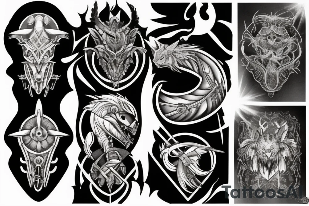 sword and wolf tattoo idea