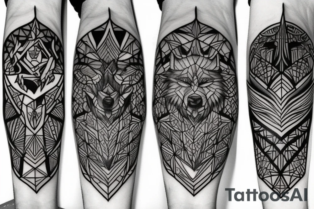 sword and wolf tattoo idea