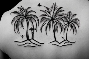 I want a palm tree with three doves flying out of the tree. This will then be followed with roots which will go down my back and within the roots I will have Arabic writing. I only want one tree tattoo idea