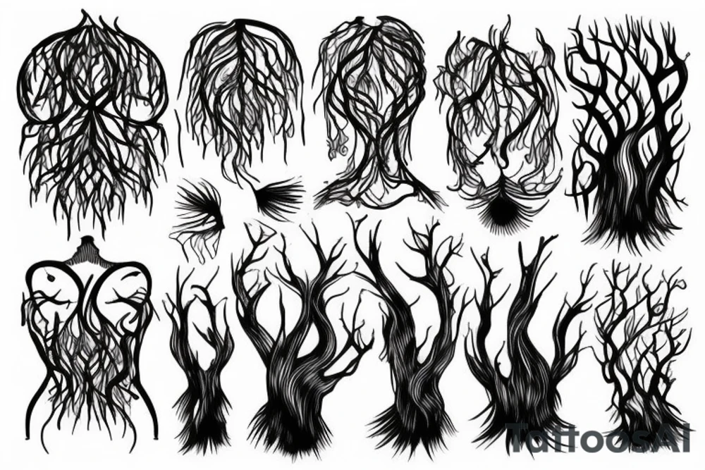 Roots coming down the back tattoo idea