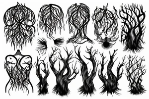 Roots coming down the back tattoo idea