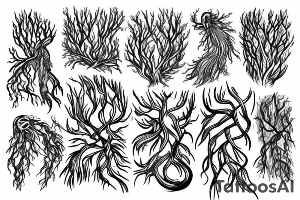 Roots coming down the back tattoo idea