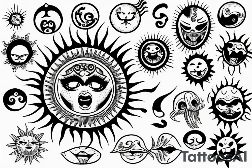 Screaming sun tattoo idea
