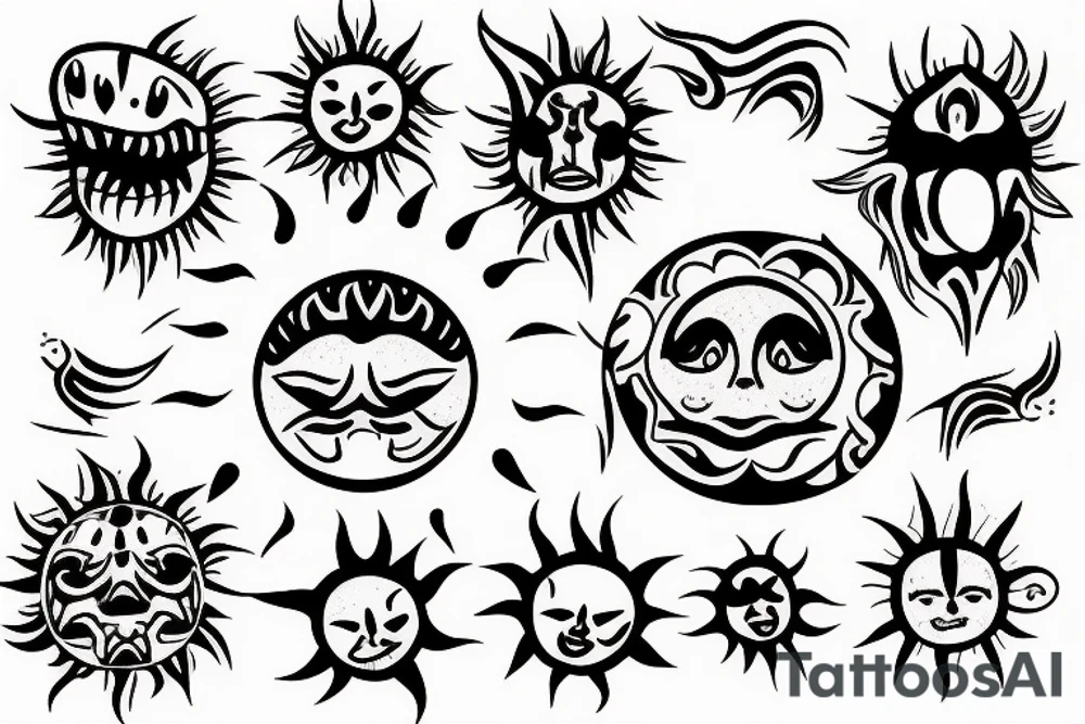 Screaming sun tattoo idea