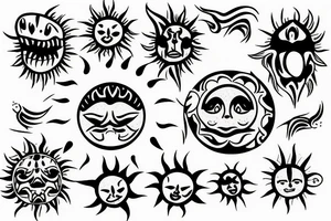 Screaming sun tattoo idea