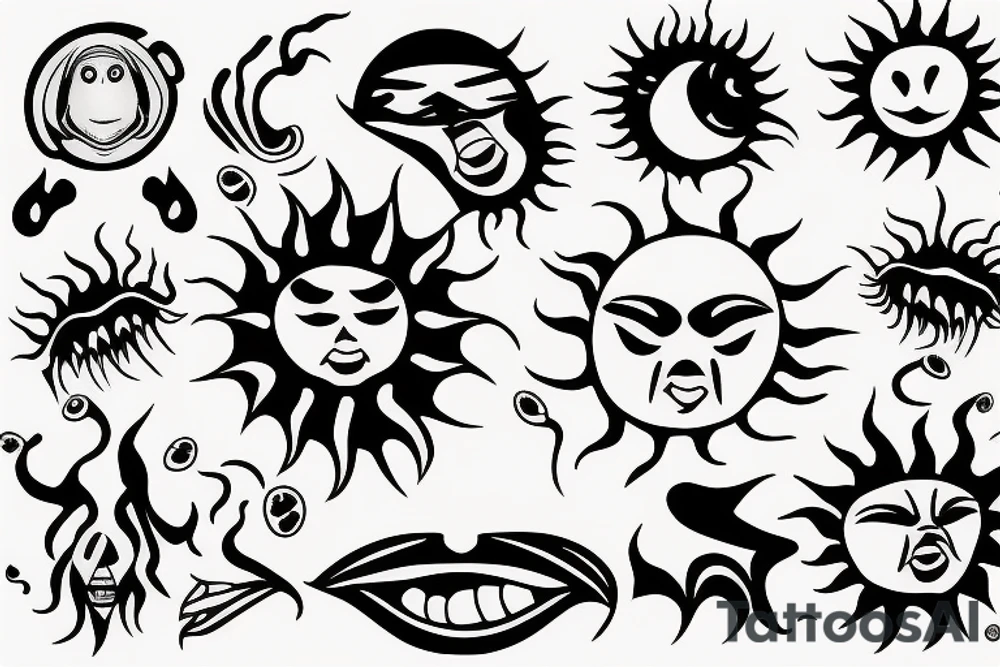 Screaming sun tattoo idea