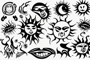 Screaming sun tattoo idea