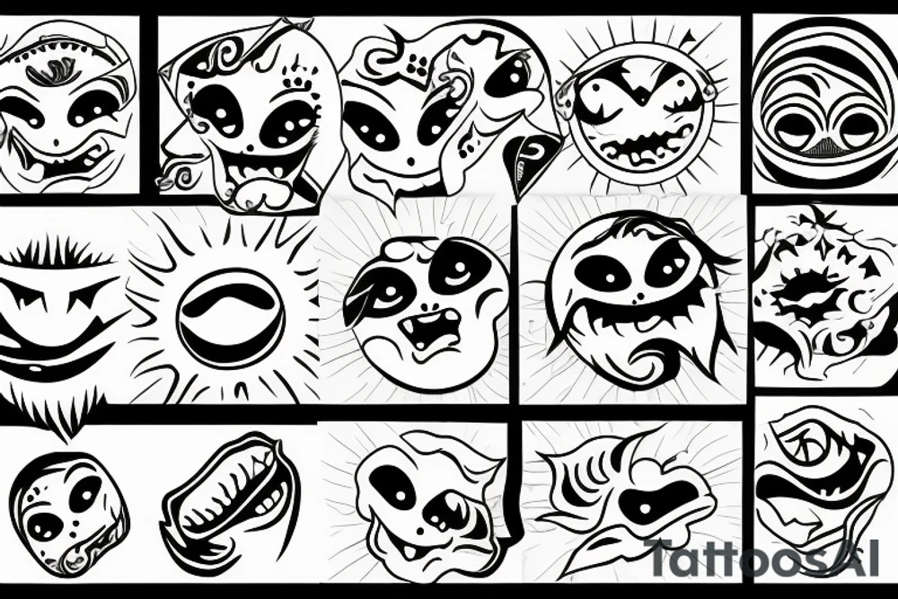Screaming sun tattoo idea