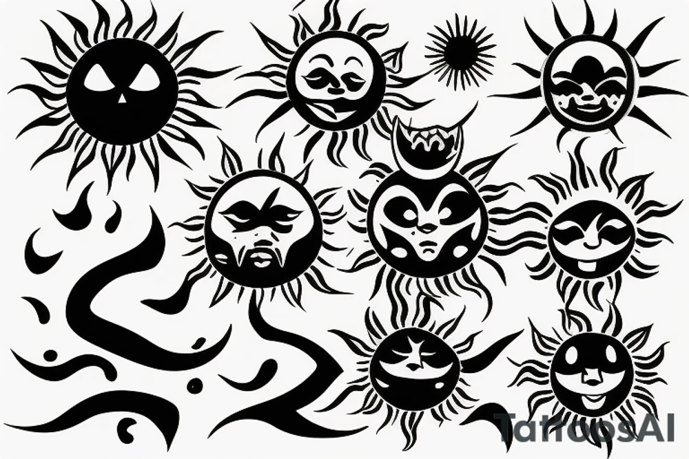 Screaming sun tattoo idea