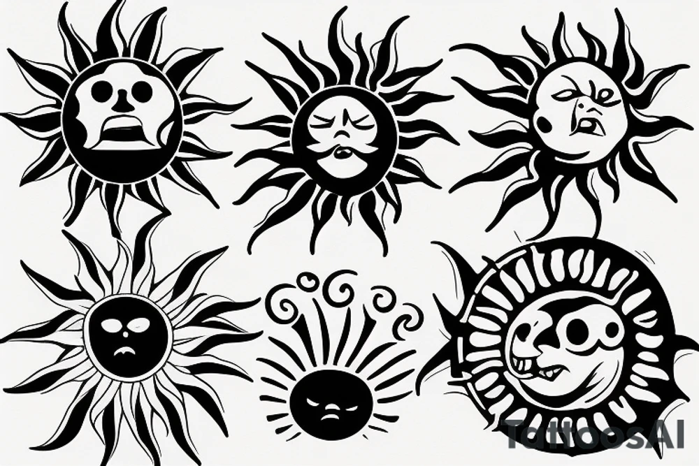 Screaming sun tattoo idea