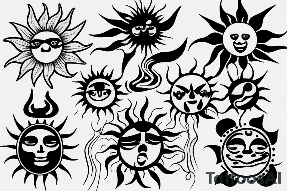 Screaming sun tattoo idea