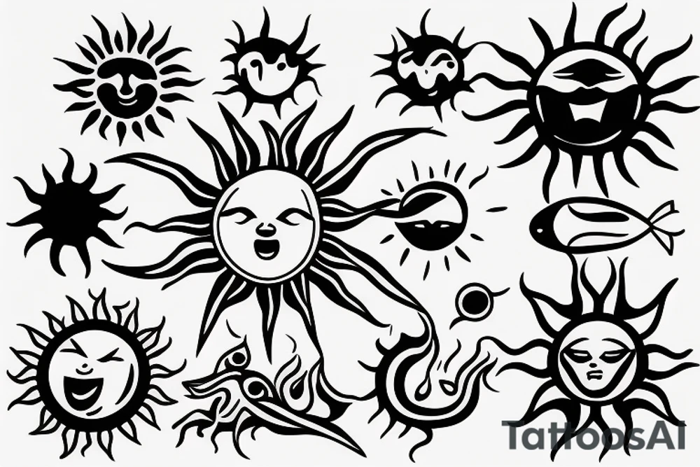 Screaming sun tattoo idea