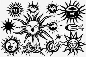 Screaming sun tattoo idea