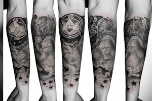 God bear, 3 small stars 1 large star tattoo idea