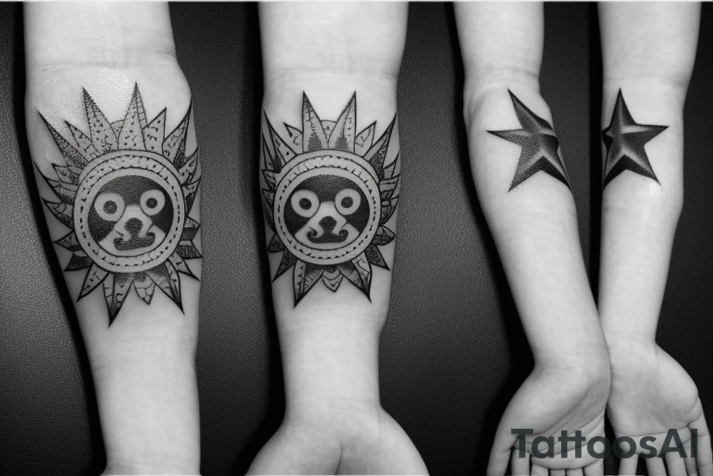 God bear, 3 small stars 1 large star tattoo idea