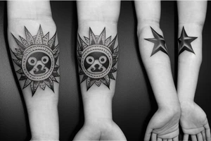 God bear, 3 small stars 1 large star tattoo idea