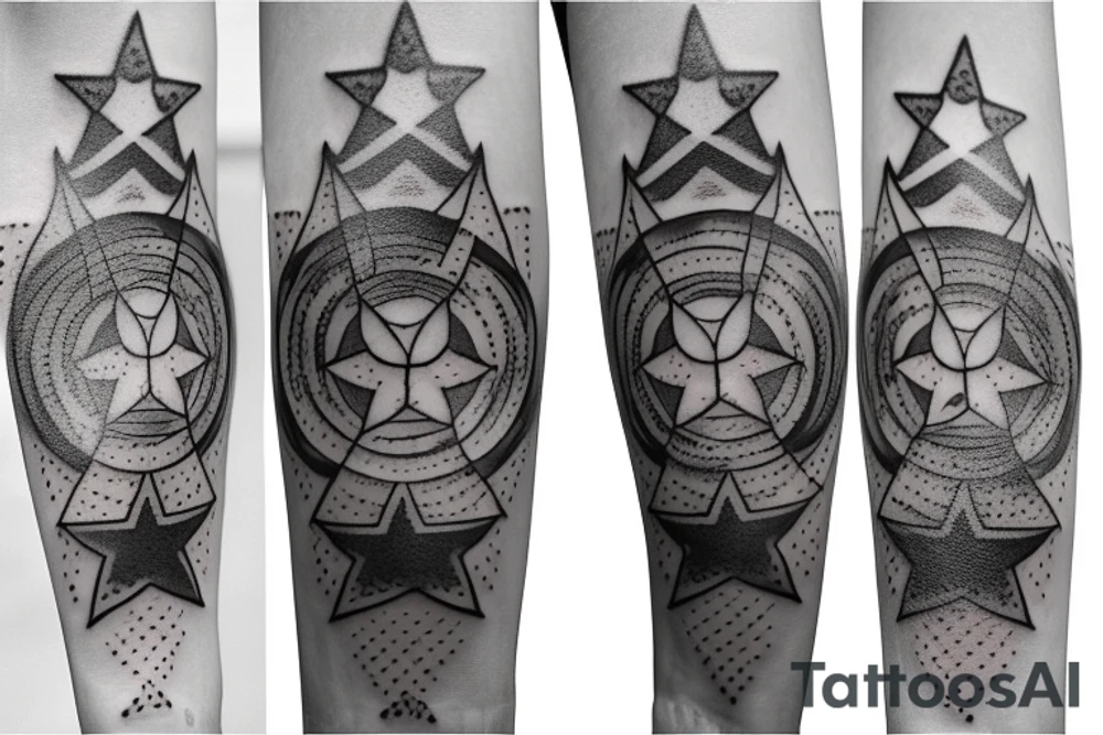 God bear mystical, 3 small stars 1 large star tattoo idea God bear mystical, 3 small stars 1 large star tattoo idea