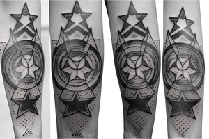 God bear mystical, 3 small stars 1 large star tattoo idea