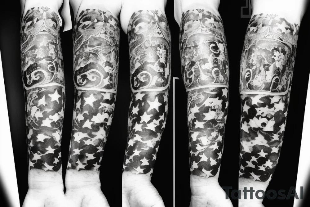 God bear, heaven, 3 small stars 1 large star tattoo idea