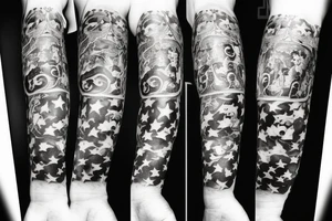 God bear, heaven, 3 small stars 1 large star tattoo idea