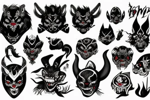 Oni with red and black mist tattoo idea