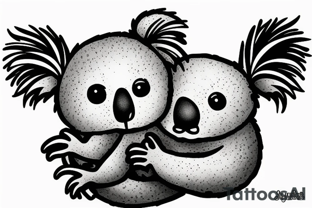 Koala hanging on branch tattoo idea