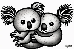 Koala hanging on branch tattoo idea