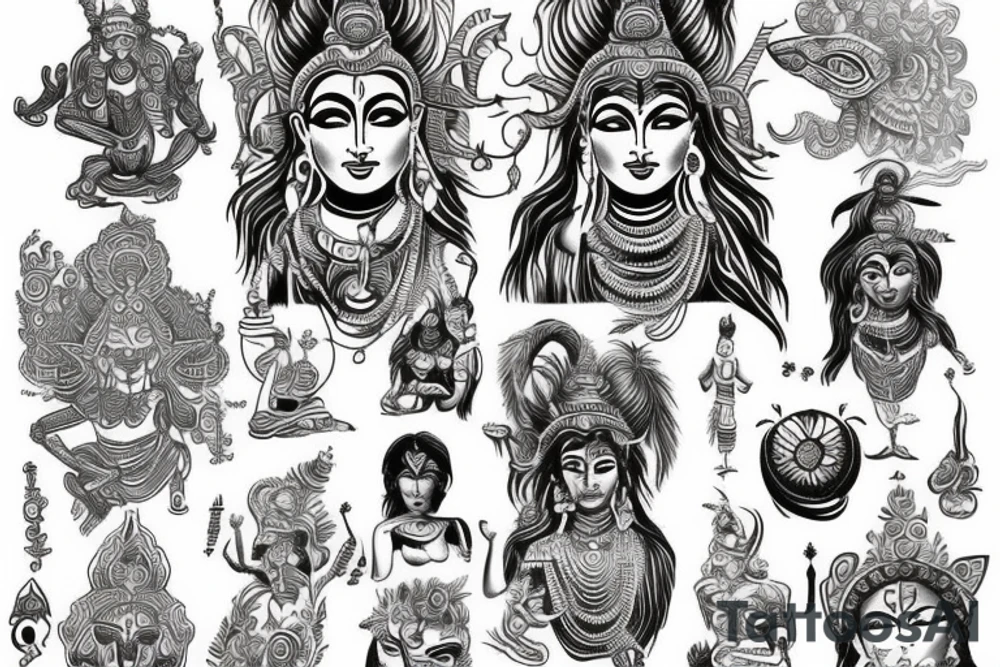 Design a tattoo related to shiva photography and travel tattoo idea