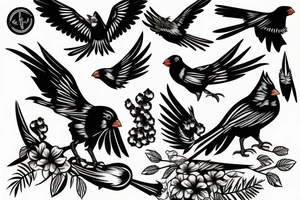 Vicious cardinal attacking a crow tattoo idea