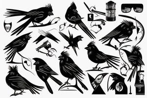 Vicious cardinal attacking a crow tattoo idea