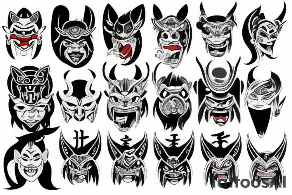 oni mask tattoo idea