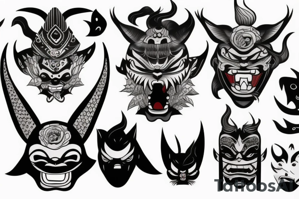 oni mask tattoo idea