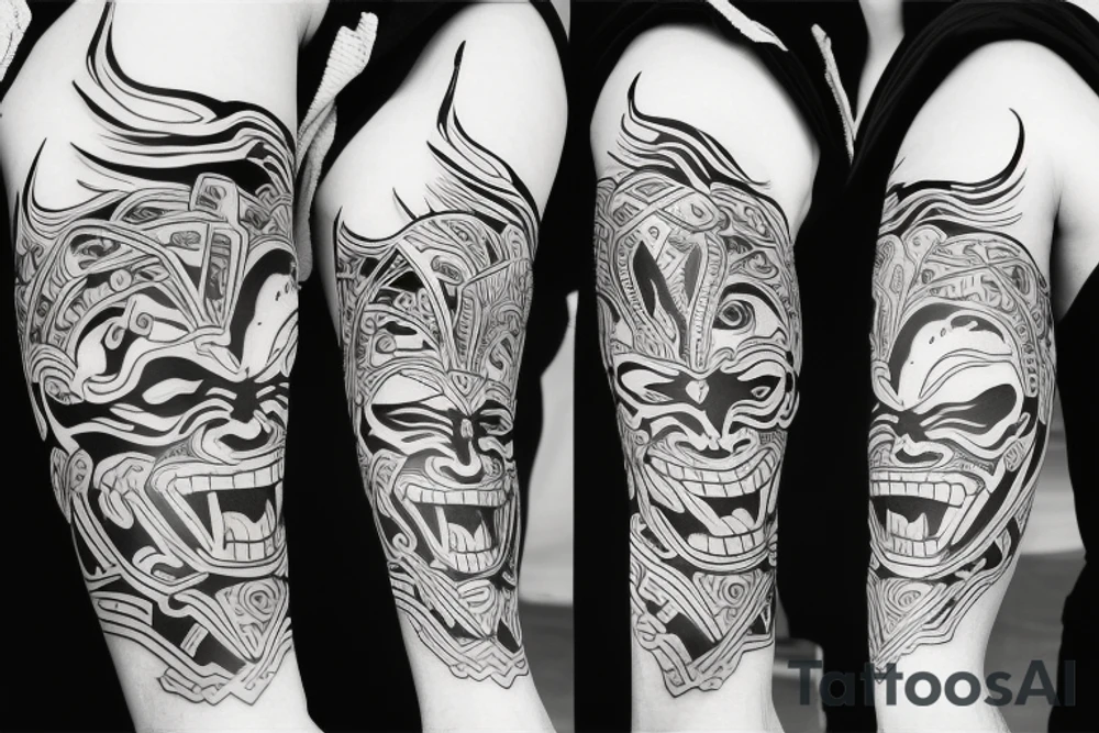 oni mask tattoo idea