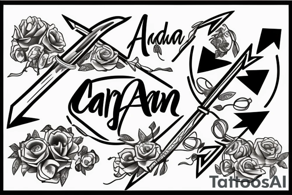 Name Adrian with capital a and arrow tattoo idea
