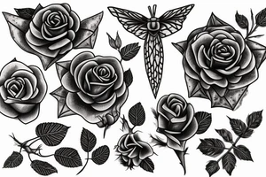 Dagger moth rose tattoo idea