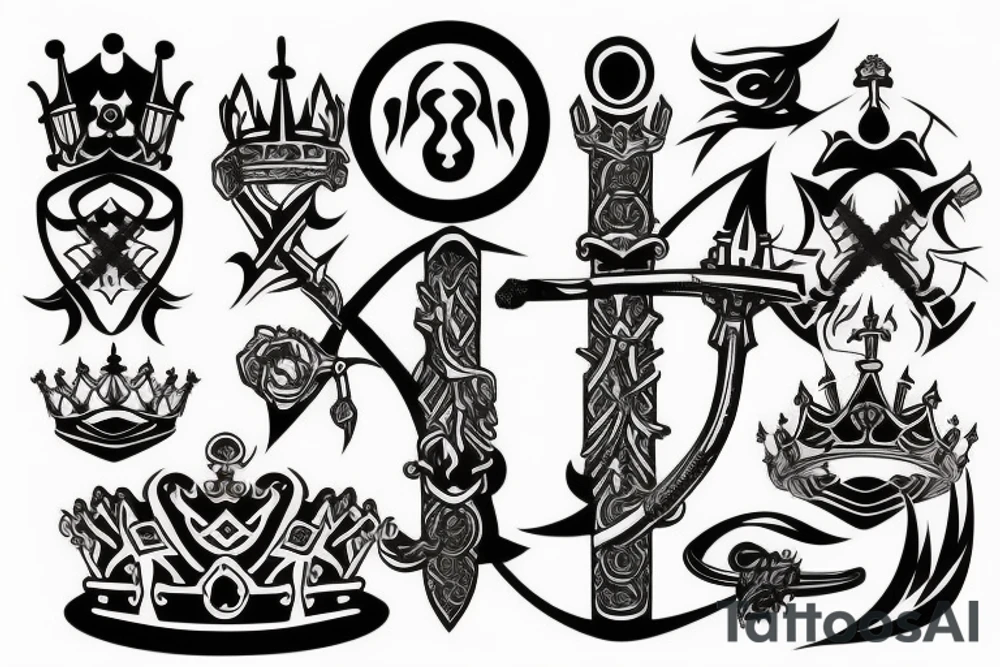 Crown and sword tattoo idea