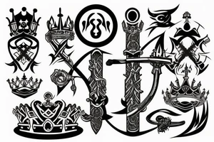 Crown and sword tattoo idea