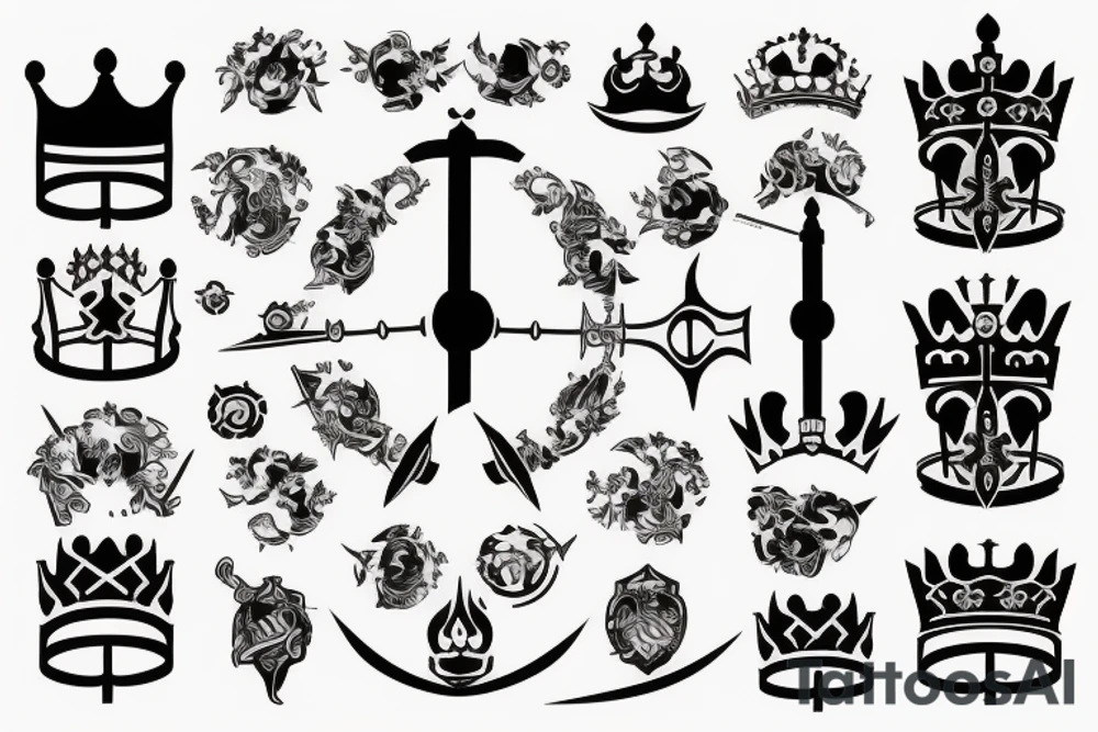 Crown and sword tattoo idea